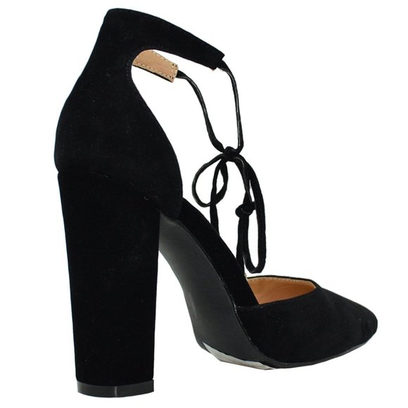 Women's Closed Pointed Toe Block Heel with Ankle Straps - Picture 3 of 4